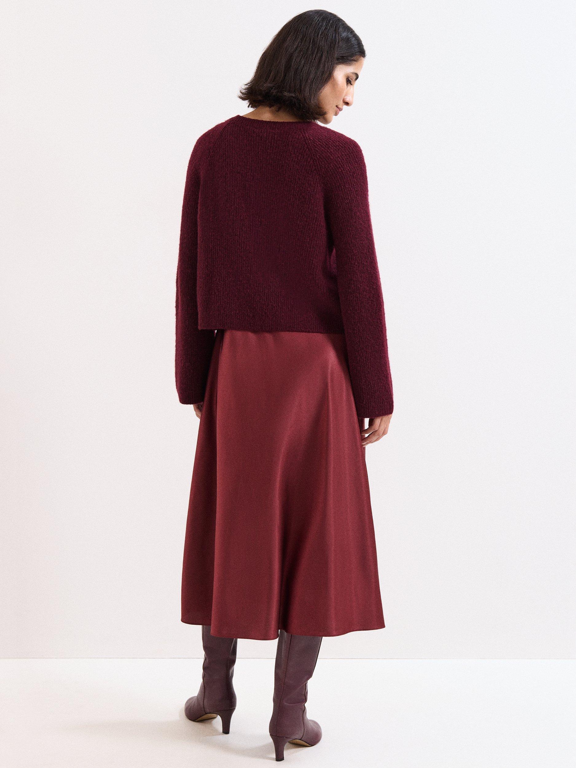 Product image 2 of 9, which shows Phase Eight Issy 2-in-1 Dress, Burgundy, 8