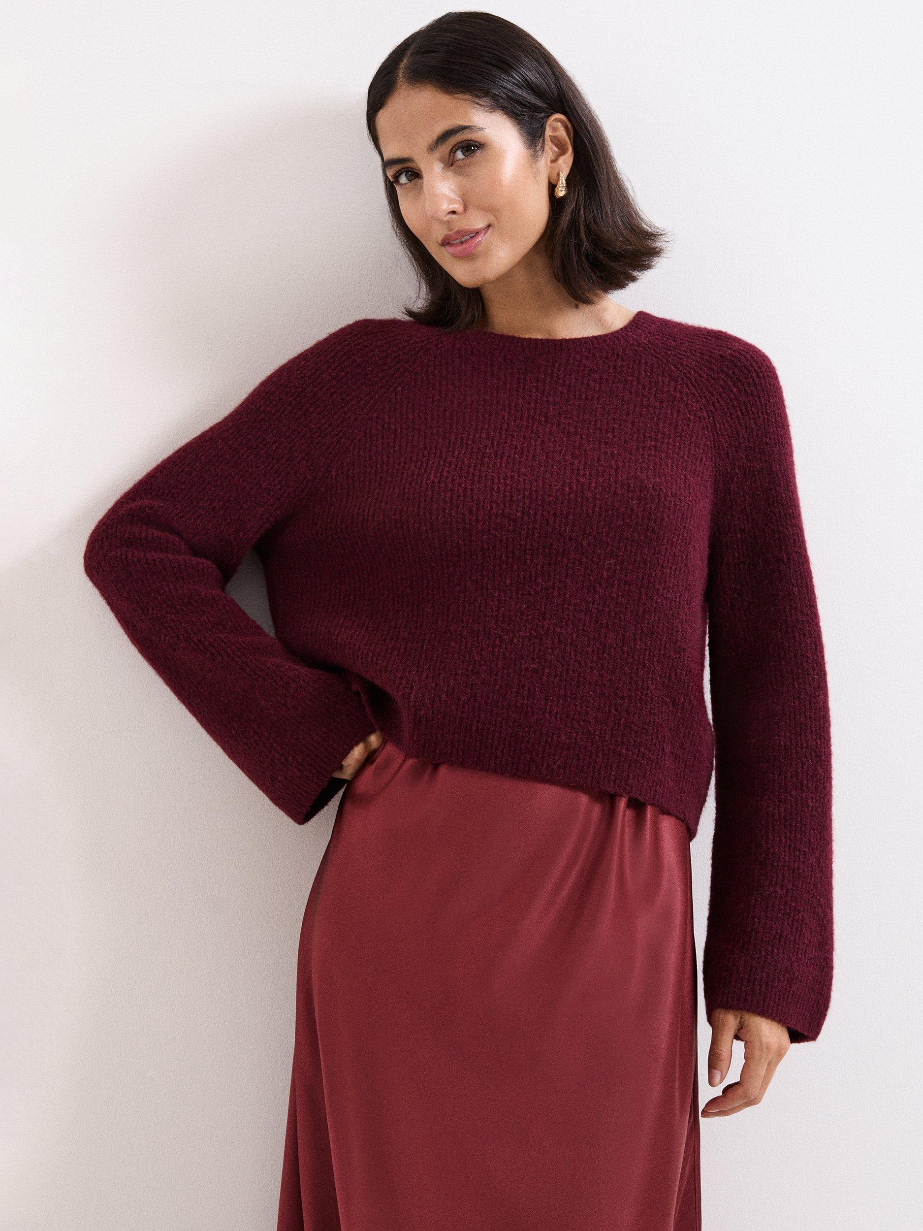 Product image 4 of 9, which shows Phase Eight Issy 2-in-1 Dress, Burgundy, 8