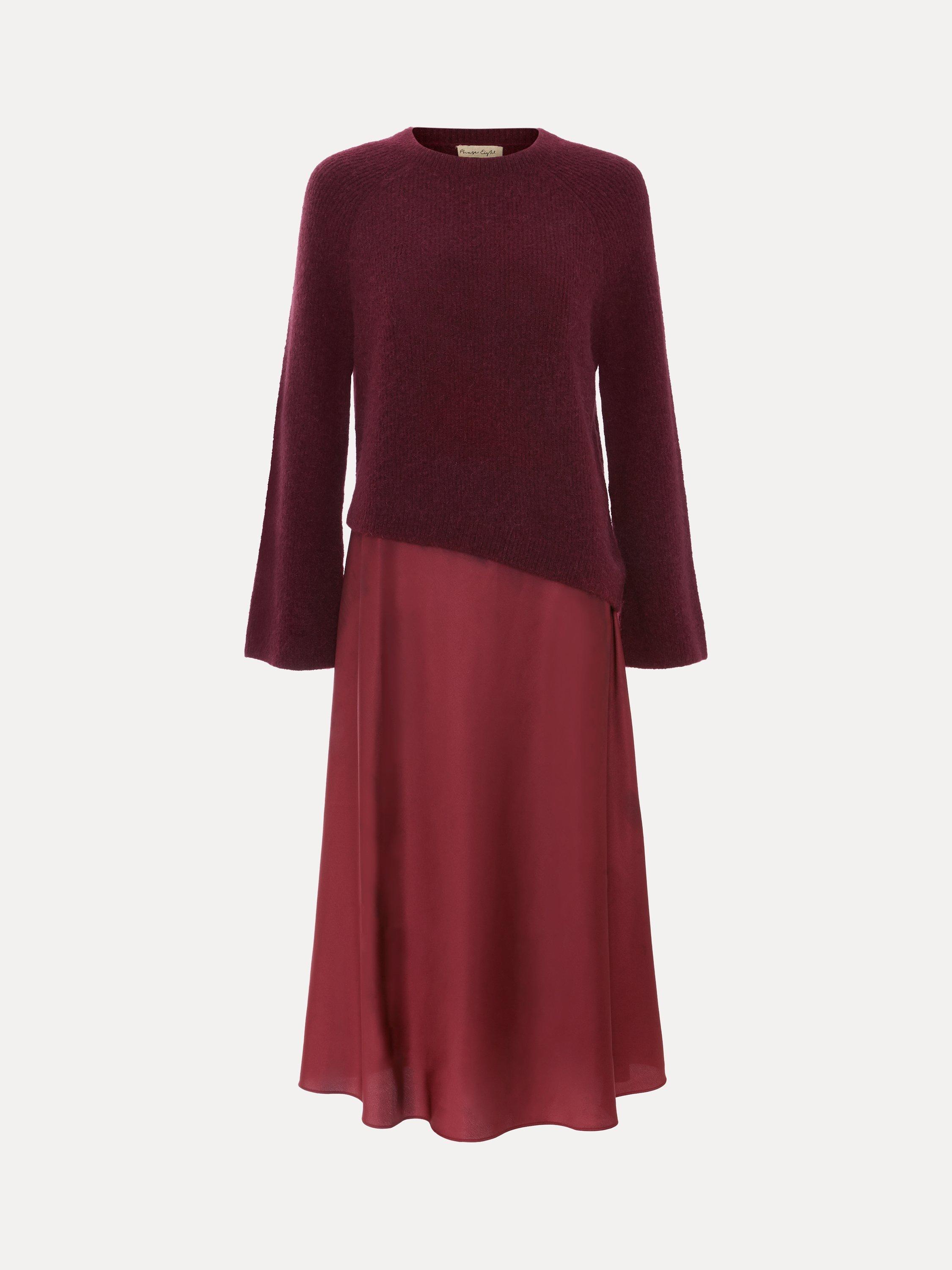 Product image 5 of 9, which shows Phase Eight Issy 2-in-1 Dress, Burgundy, 8