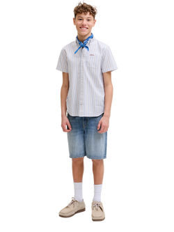 Jack & Jones Kids' Devin Stripe Shirt, White, White