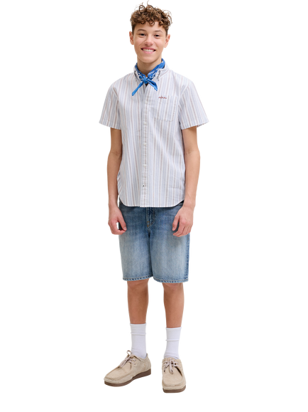 Jack & Jones Kids' Devin Stripe Shirt, White, White