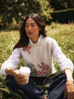 NRBY Rosie Embroidered Tank Top, Grey/Multi - view 2, Grey/Multi