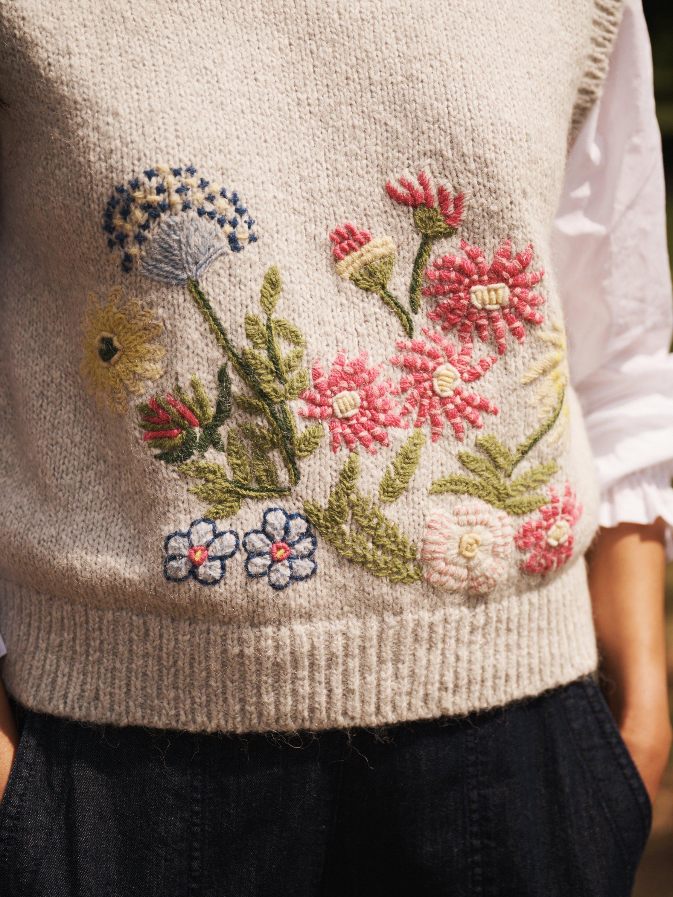 Product image 3 of 8, which shows NRBY Rosie Embroidered Tank Top, Grey/Multi, S