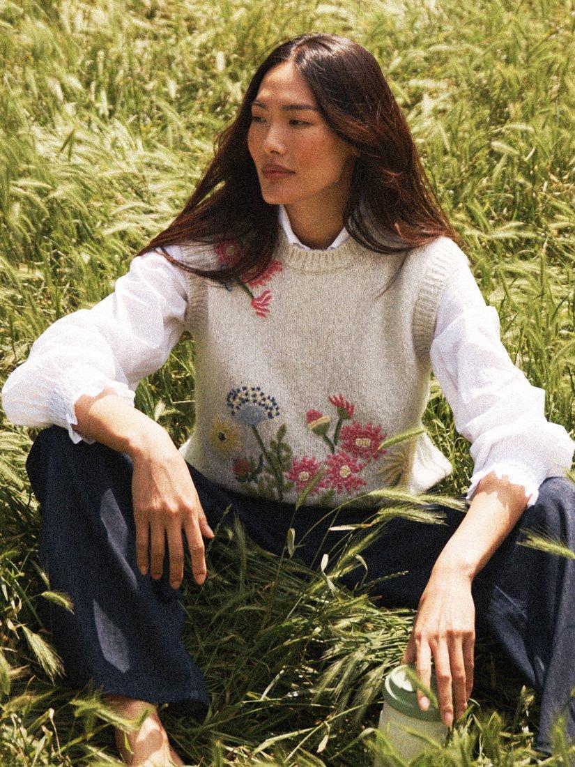 Product image 7 of 8, which shows NRBY Rosie Embroidered Tank Top, Grey/Multi, S