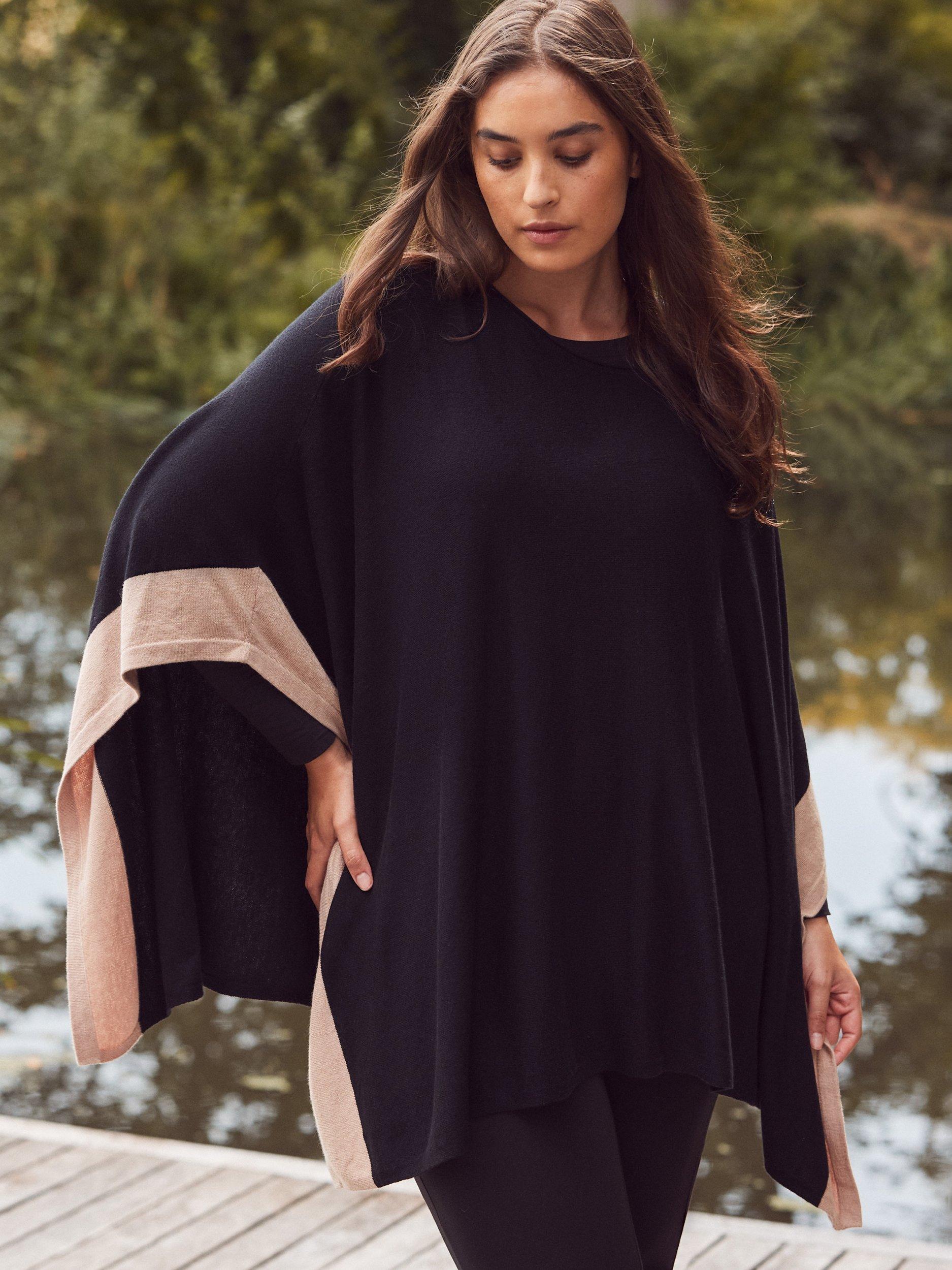 Product image 3 of 3, which shows Live Unlimited Curve Contrast Poncho, Black, 14-16