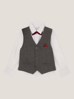 Monsoon Kids' 3-Piece Waistcoat & Shirt Set, Grey, Grey