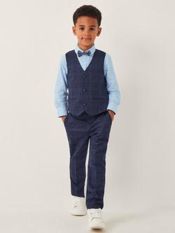 Monsoon Kids' Oliver 4-Piece Check Suit, Navy, Navy