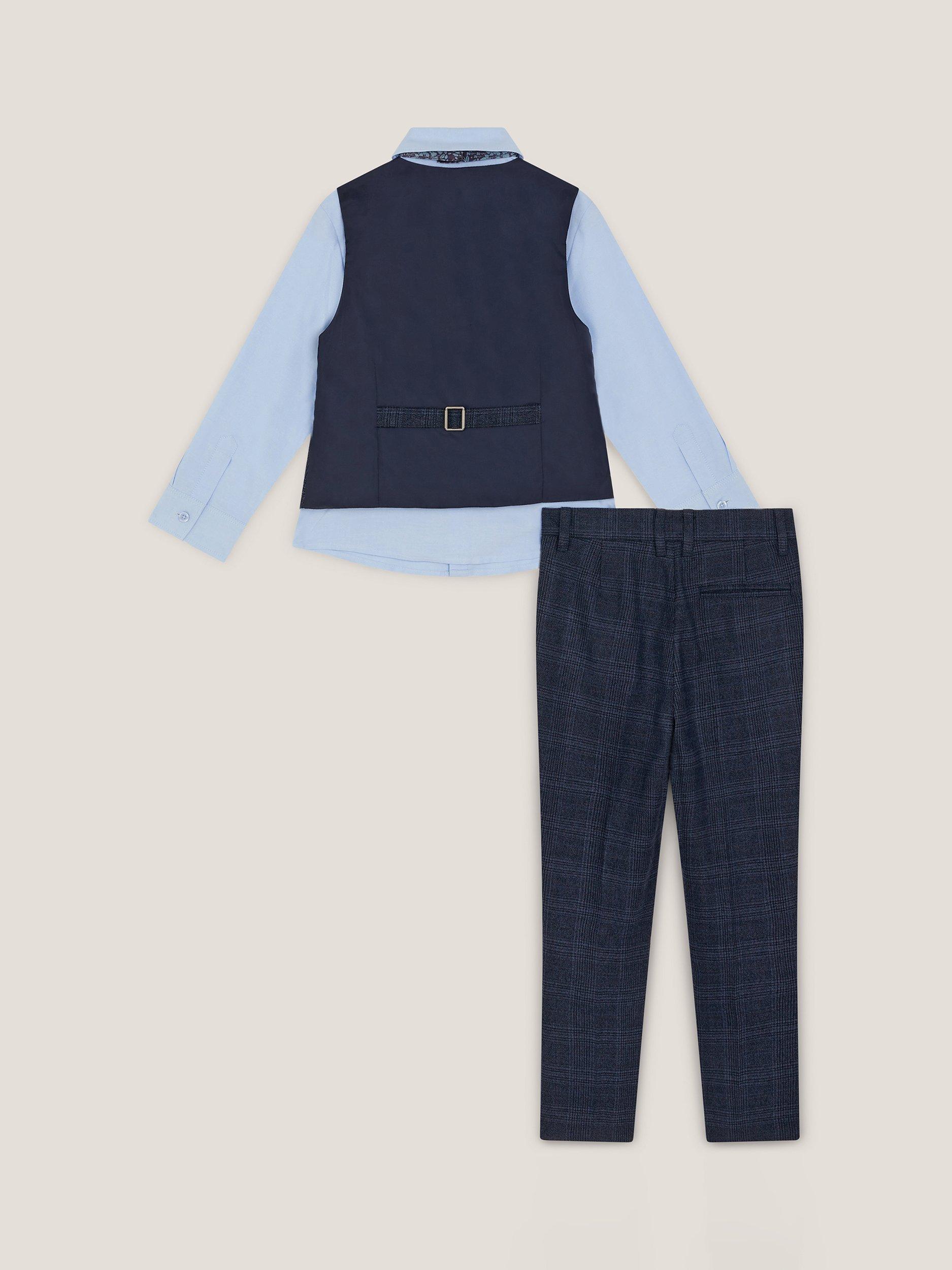 Product image 3 of 4, which shows Monsoon Kids' Oliver 4-Piece Check Suit, Navy, 3-6 months