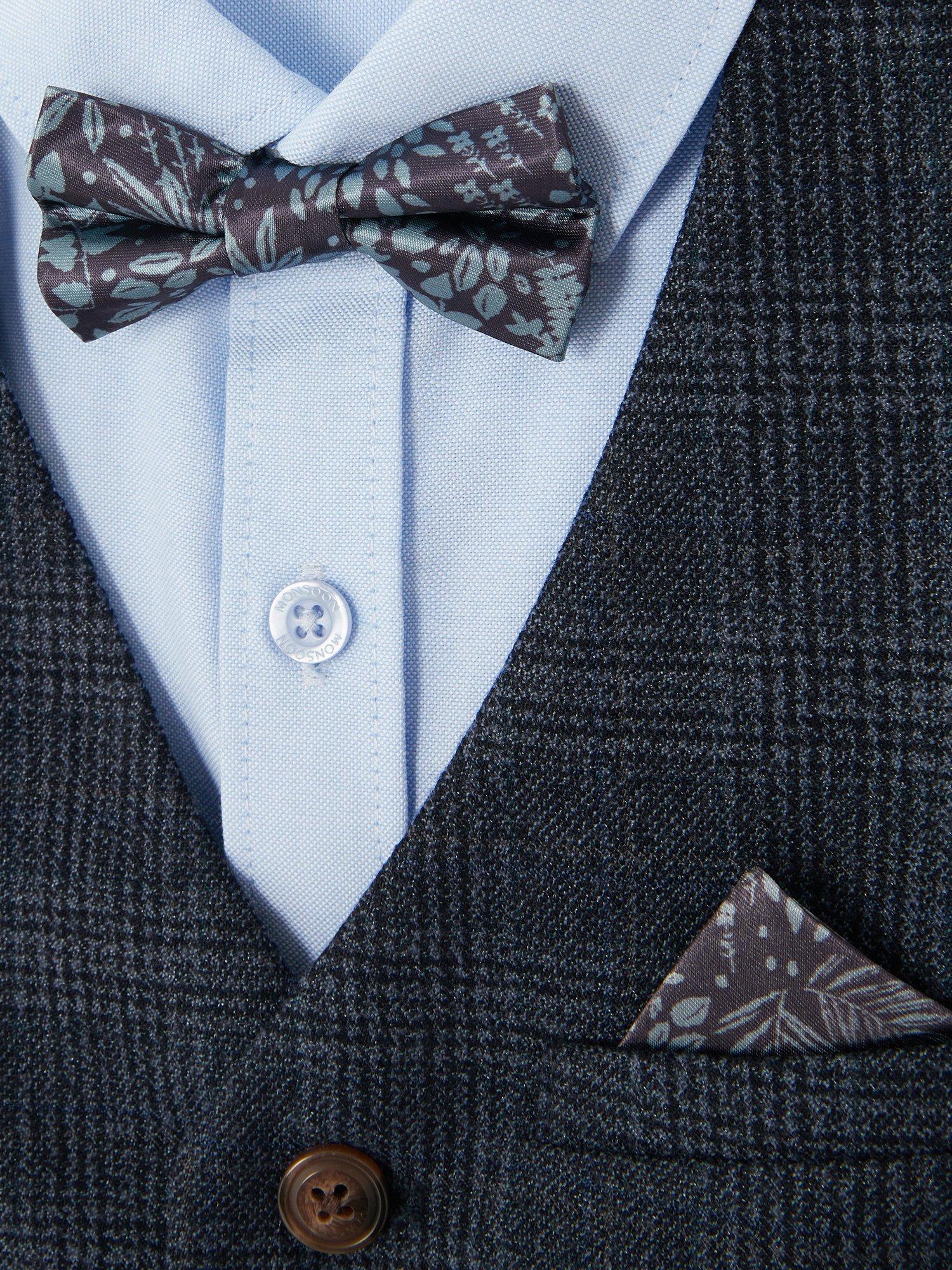 Product image 4 of 4, which shows Monsoon Kids' Oliver 4-Piece Check Suit, Navy, 3-6 months