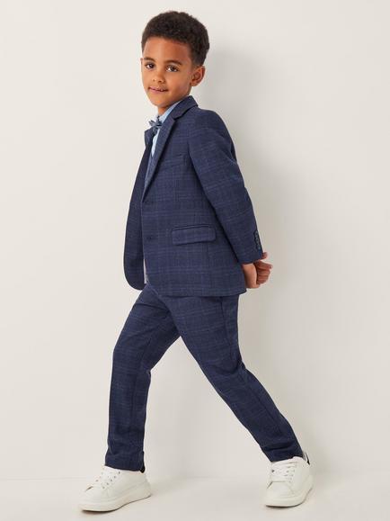 Monsoon Kids' Oliver Check Blazer, Navy, Navy