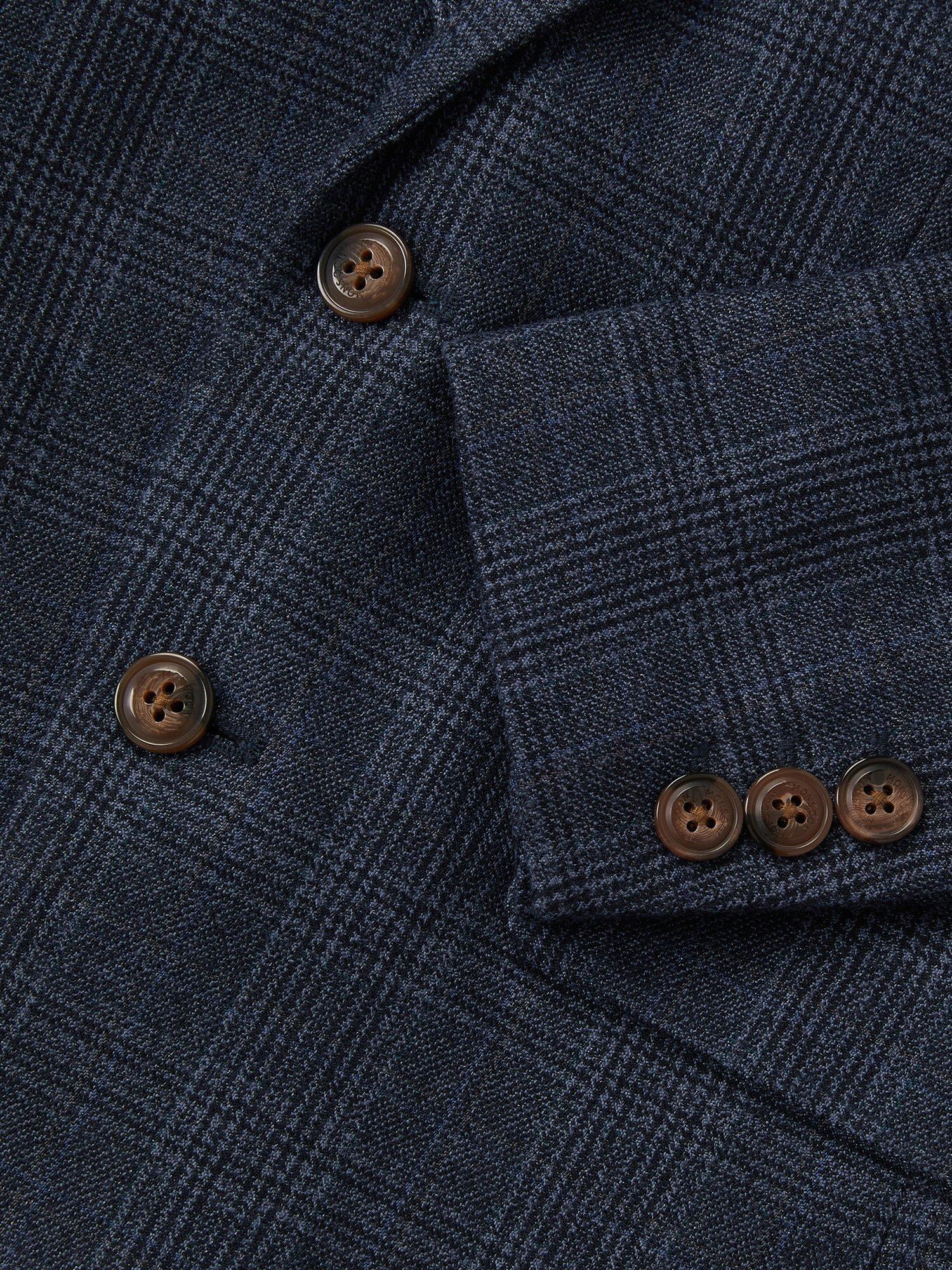 Product image 4 of 4, which shows Monsoon Kids' Oliver Check Blazer, Navy, 2-3 years