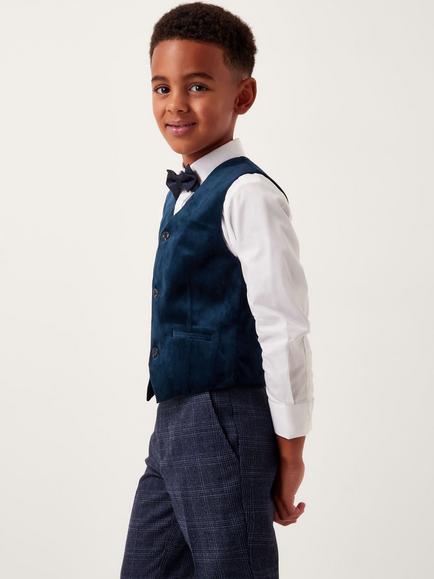 Monsoon Kids' Velvet V-Neck Waistcoat, Navy, Navy