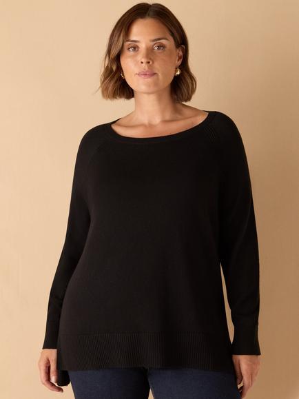 Live Unlimited Curve Round Neck Jumper, Black