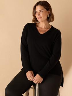 Live Unlimited Curve V-Neck Knit Jumper, Black, Black