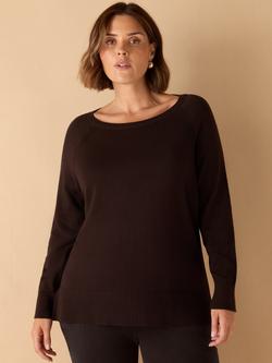 Live Unlimited Curve Round Neck Jumper, Brown
