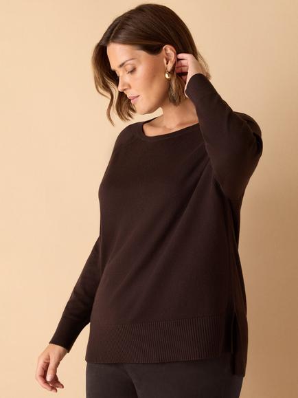 Live Unlimited Curve Round Neck Jumper - view 2, Brown