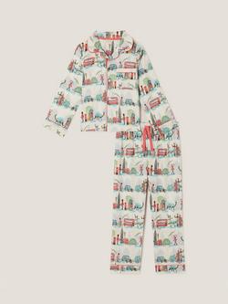 Monsoon Kids' Cotton Dinosaur Long Sleeved Pyjama Set, Ivory, Ivory