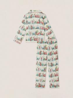 Monsoon Kids' Cotton Dinosaur Long Sleeved Pyjama Set, Ivory - view 2, Ivory