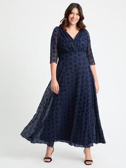 Scarlett & Jo Verity Velvet Floral Flock Maxi Dress, Navy
