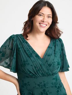 Scarlett & Jo Victoria Flock Angel Sleeve Midi Dress - view 2, Green