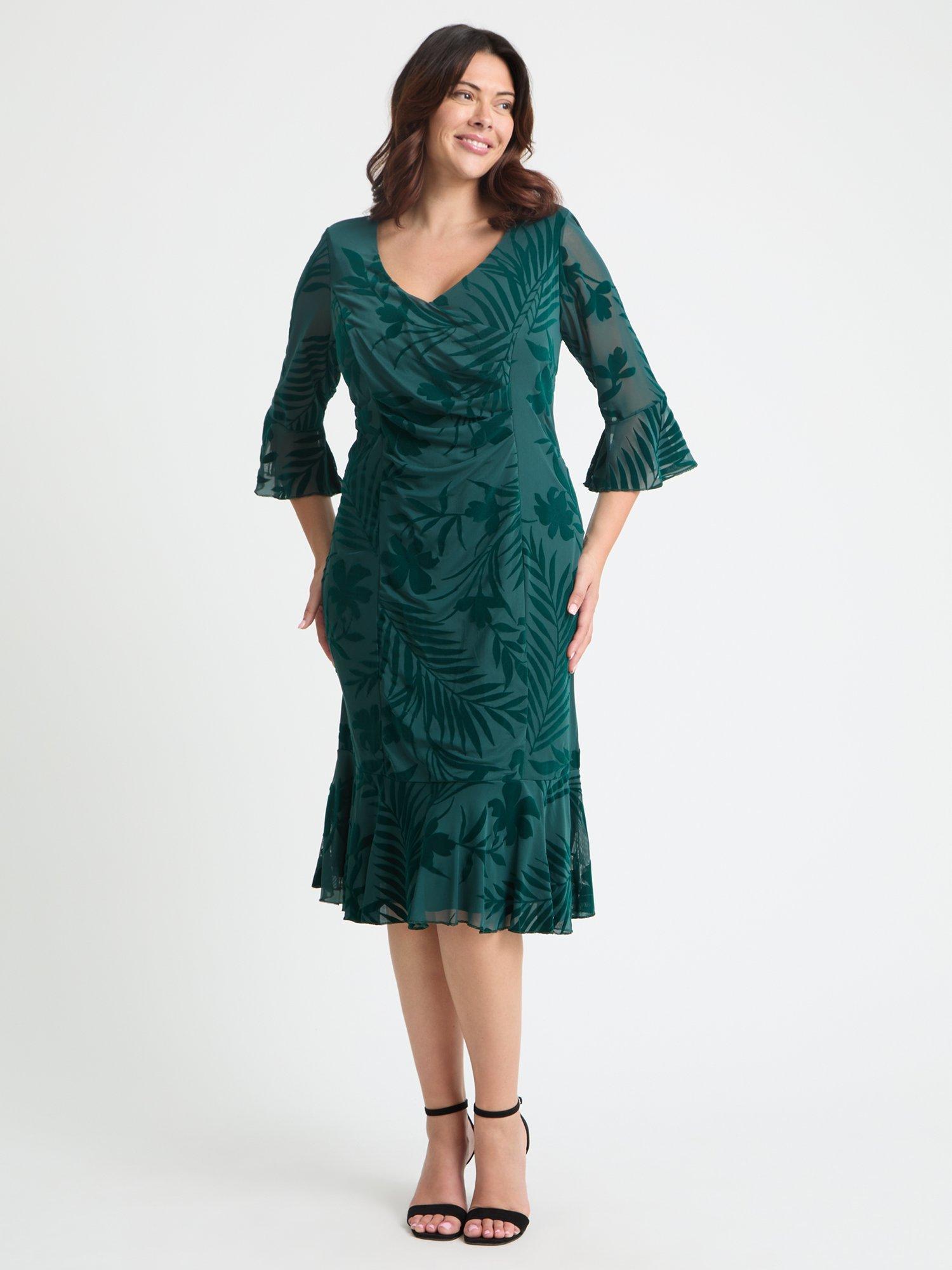Product image 1 of 4, which shows Scarlett & Jo Velvet Flocked Flapper Dress, Green, 12