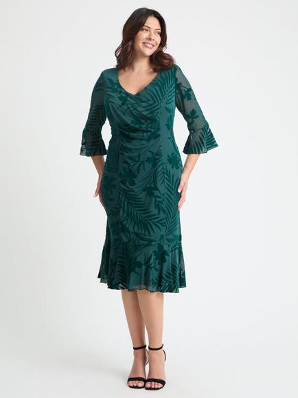 Scarlett & Jo Velvet Flocked Flapper Dress, Green