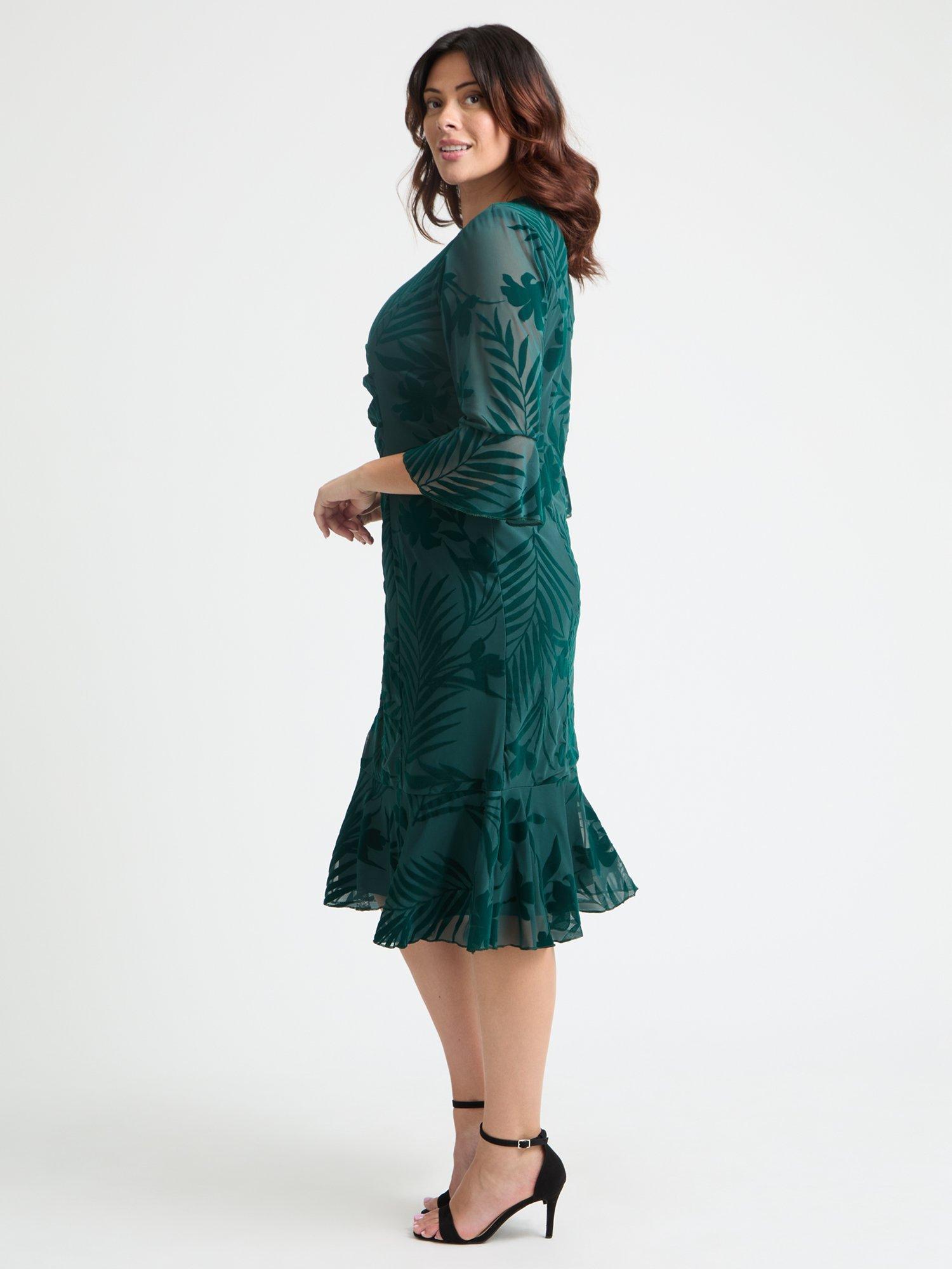 Product image 3 of 4, which shows Scarlett & Jo Velvet Flocked Flapper Dress, Green, 12