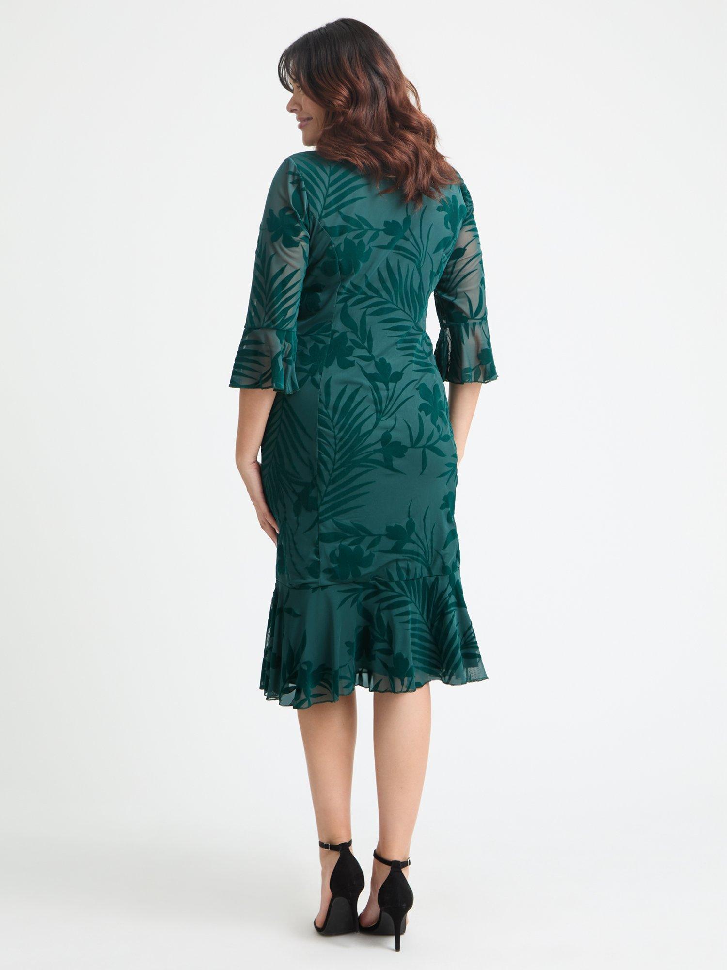 Product image 4 of 4, which shows Scarlett & Jo Velvet Flocked Flapper Dress, Green, 12