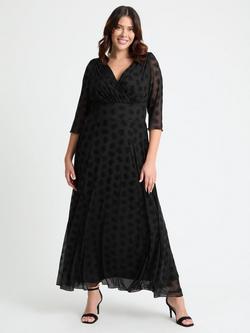 Scarlett & Jo Verity Velvet Floral Flock Maxi Dress, Black