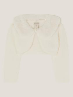 Monsoon Baby Detachable Collar Fuzzy Cardigan, Ivory, Ivory