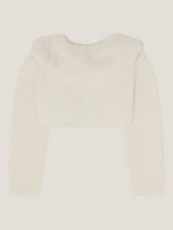 Monsoon Baby Detachable Collar Fuzzy Cardigan, Ivory - view 2, Ivory