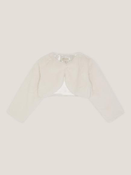 Monsoon Baby Marie Faux Fur Cardigan, Ivory, Ivory