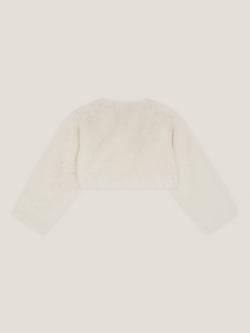 Monsoon Baby Marie Faux Fur Cardigan, Ivory - view 2, Ivory