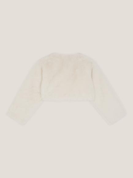 Monsoon Baby Marie Faux Fur Cardigan, Ivory - view 2, Ivory