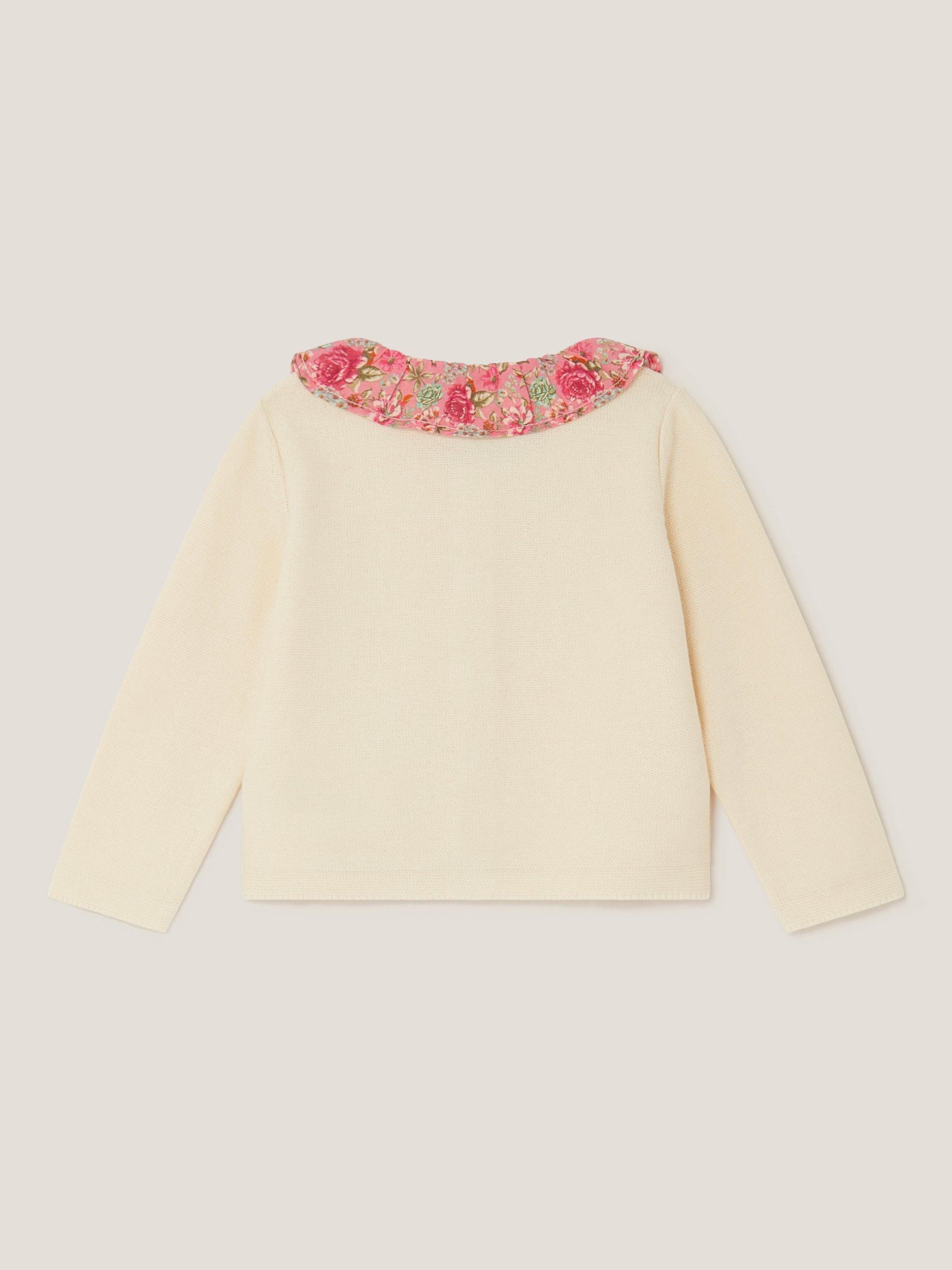 Product image 2 of 3, which shows Monsoon Baby Cotton Cardigan, Ivory, 0-3 months