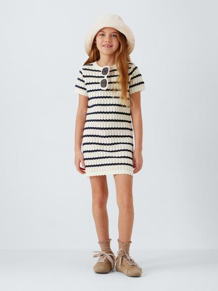 John Lewis Kids' Wavy Stripe Knit Dress, Multi - view 2, Multi