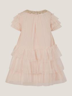 Monsoon Baby Alexandra Short Sleeved Ruffle Dress, Pink - view 2, Pink