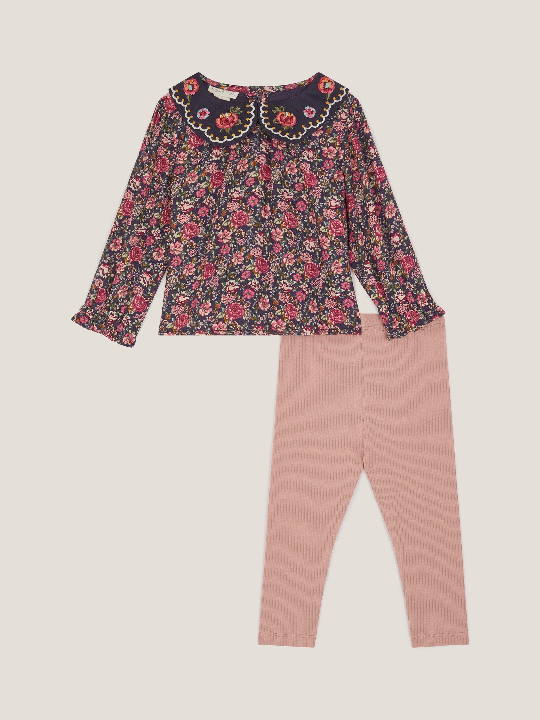 Product image 1 of 3, which shows Monsoon Baby Top and Legging Set, Navy, 3-6 months