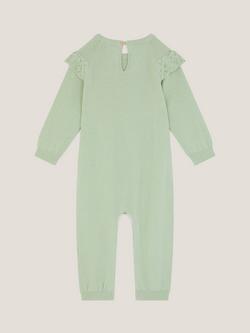 Monsoon Baby Cotton Long Sleeved Romper, Green - view 2, Green