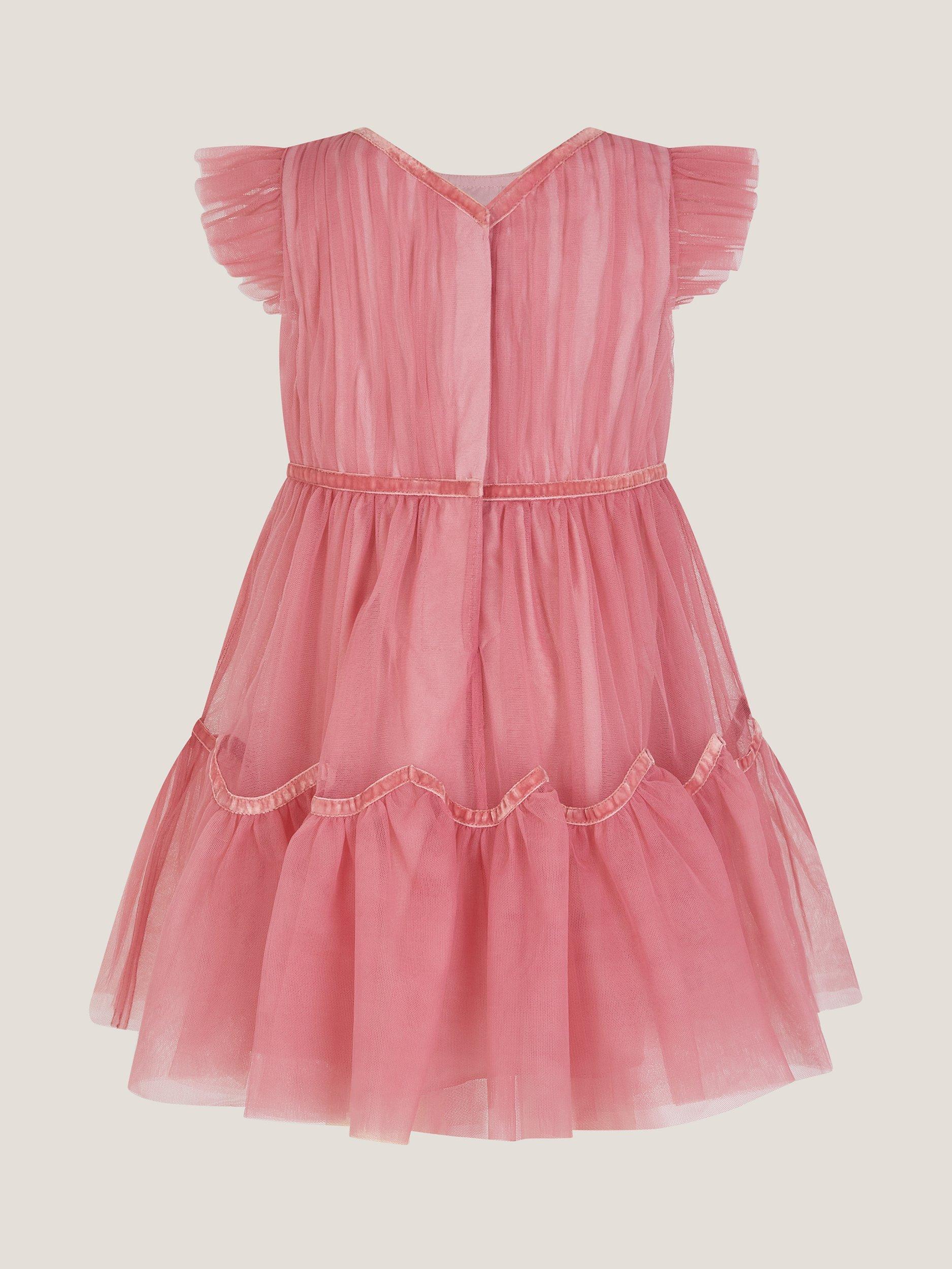Product image 3 of 4, which shows Monsoon Baby Charlize Dress, Dusky Pink, 0-3 months