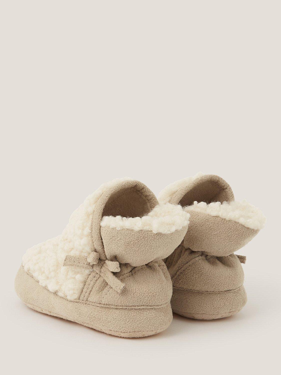 Product image 3 of 3, which shows Monsoon Baby Borg Booties, Cream, 3-6 months