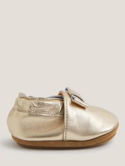 Monsoon Baby Metallic Leather Bow Booties, Gold, Gold