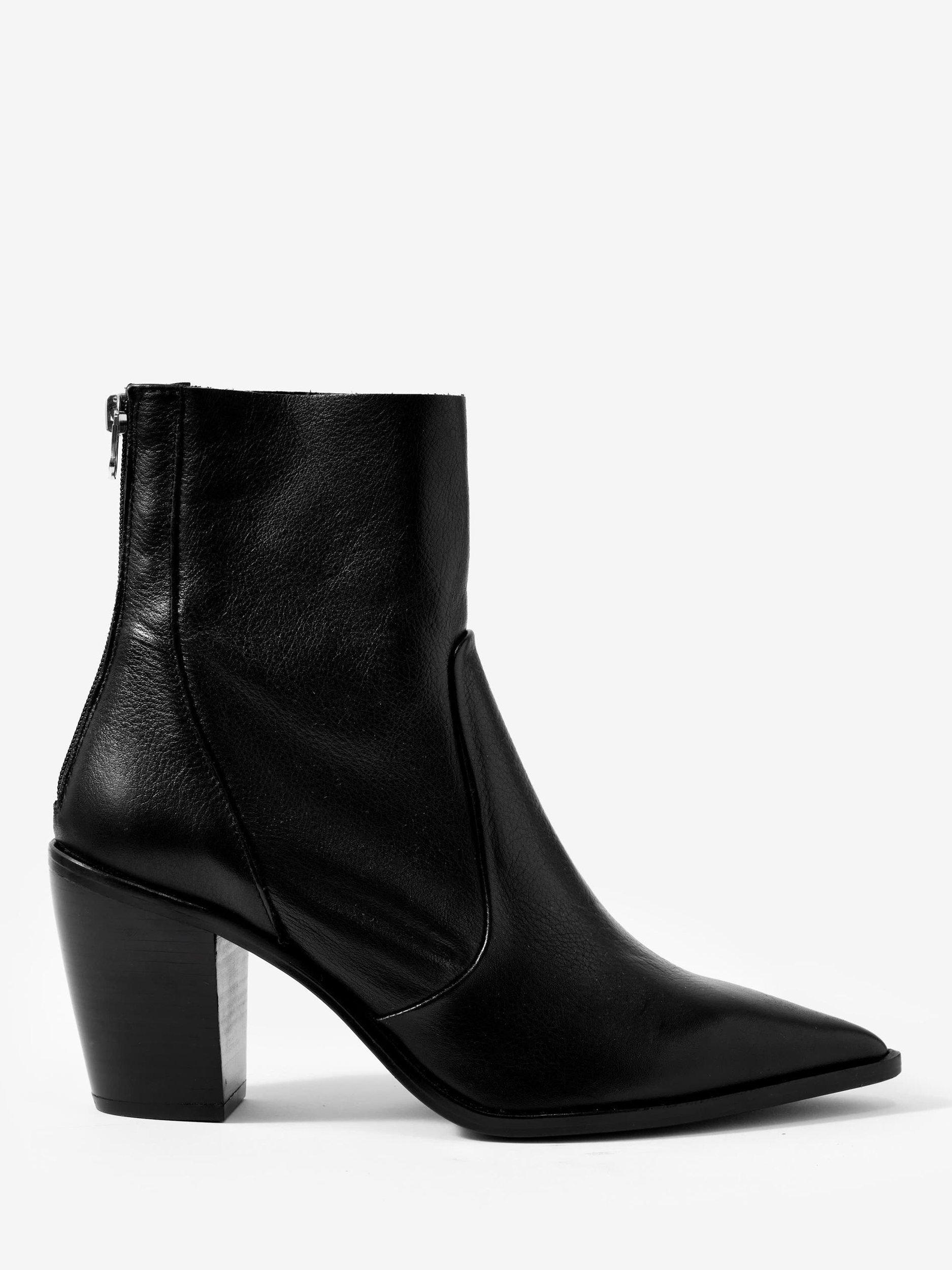 Product image 1 of 3, which shows Mint Velvet Amy Pointed Leather Ankle Boots, Black, 3