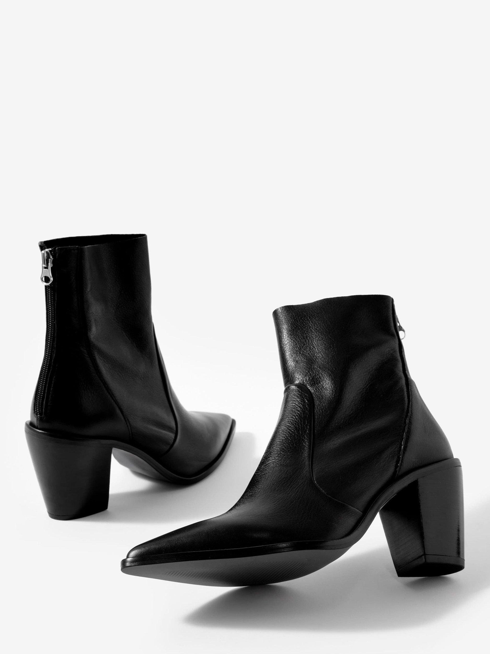 Product image 3 of 3, which shows Mint Velvet Amy Pointed Leather Ankle Boots, Black, 3