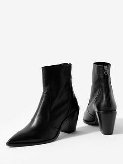 Mint Velvet Amy Pointed Leather Ankle Boots - view 2, Black