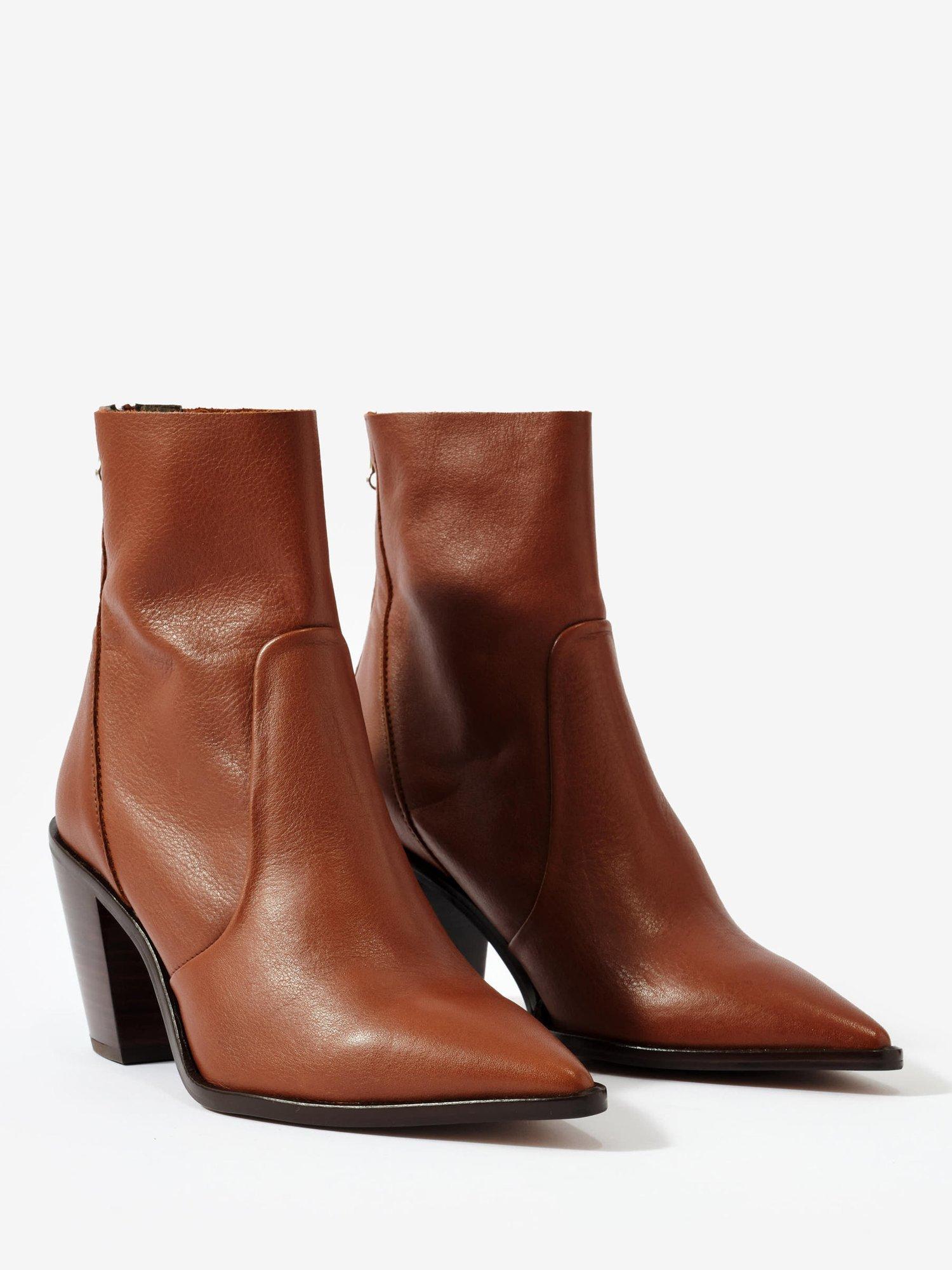 Product image 3 of 3, which shows Mint Velvet Amy Pointed Leather Ankle Boots, Brown Tan, 3