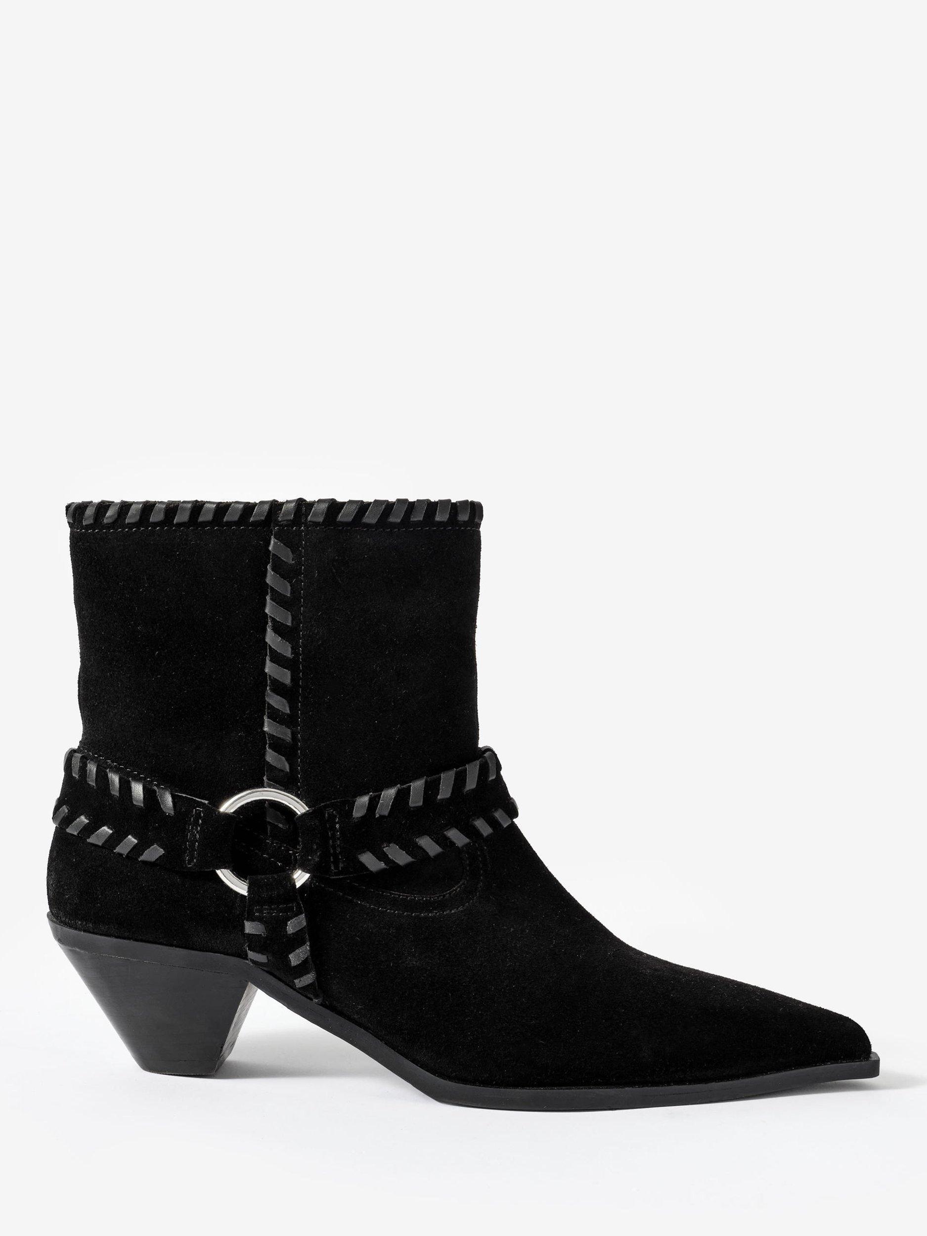 Product image 1 of 4, which shows Mint Velvet Molly Suede Ankle Boots, Black, 3