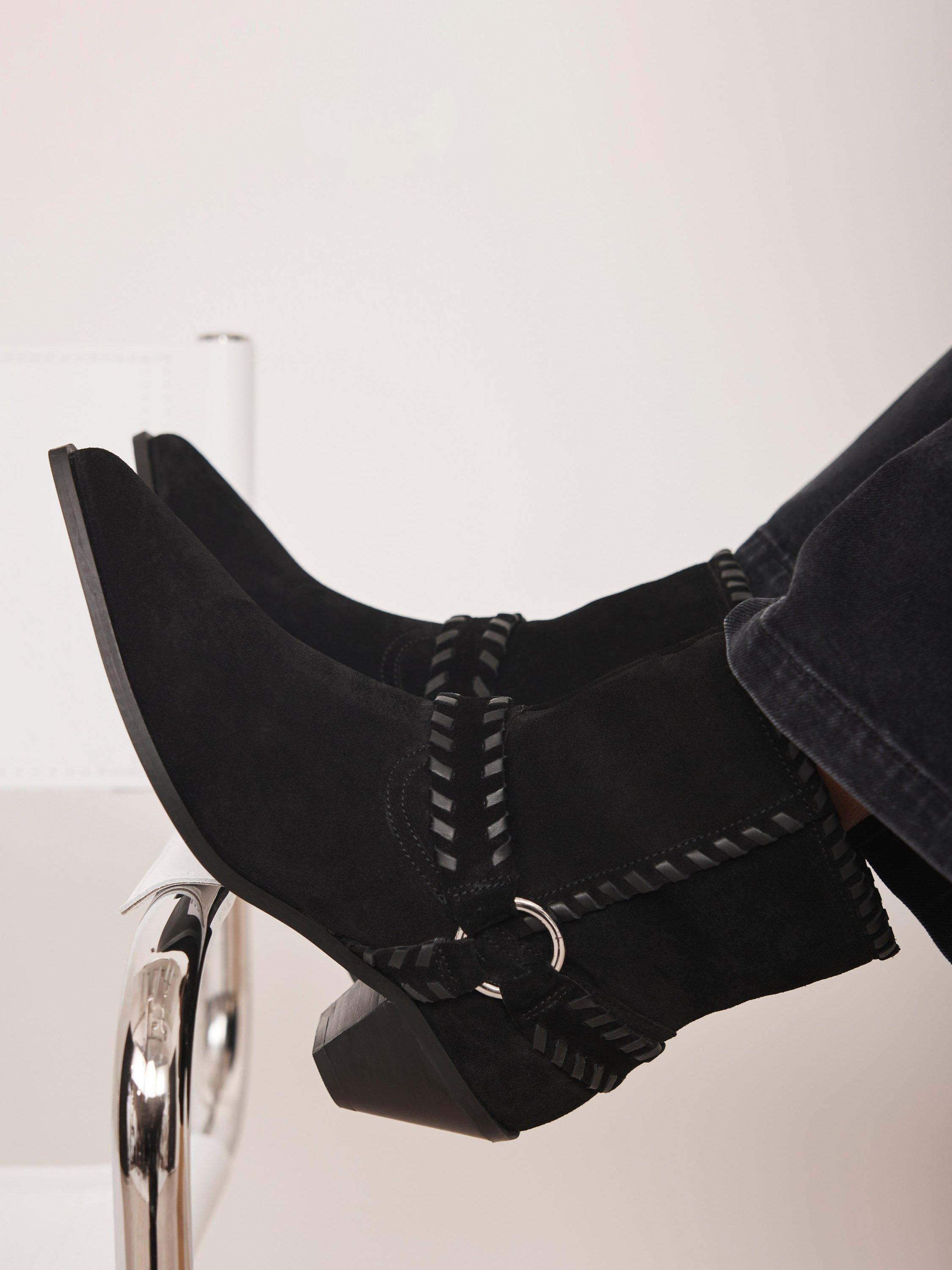 Product image 2 of 4, which shows Mint Velvet Molly Suede Ankle Boots, Black, 3