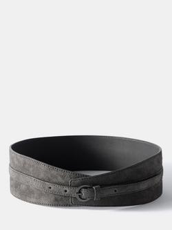 Mint Velvet Suede Wide Belt - view 2, Grey