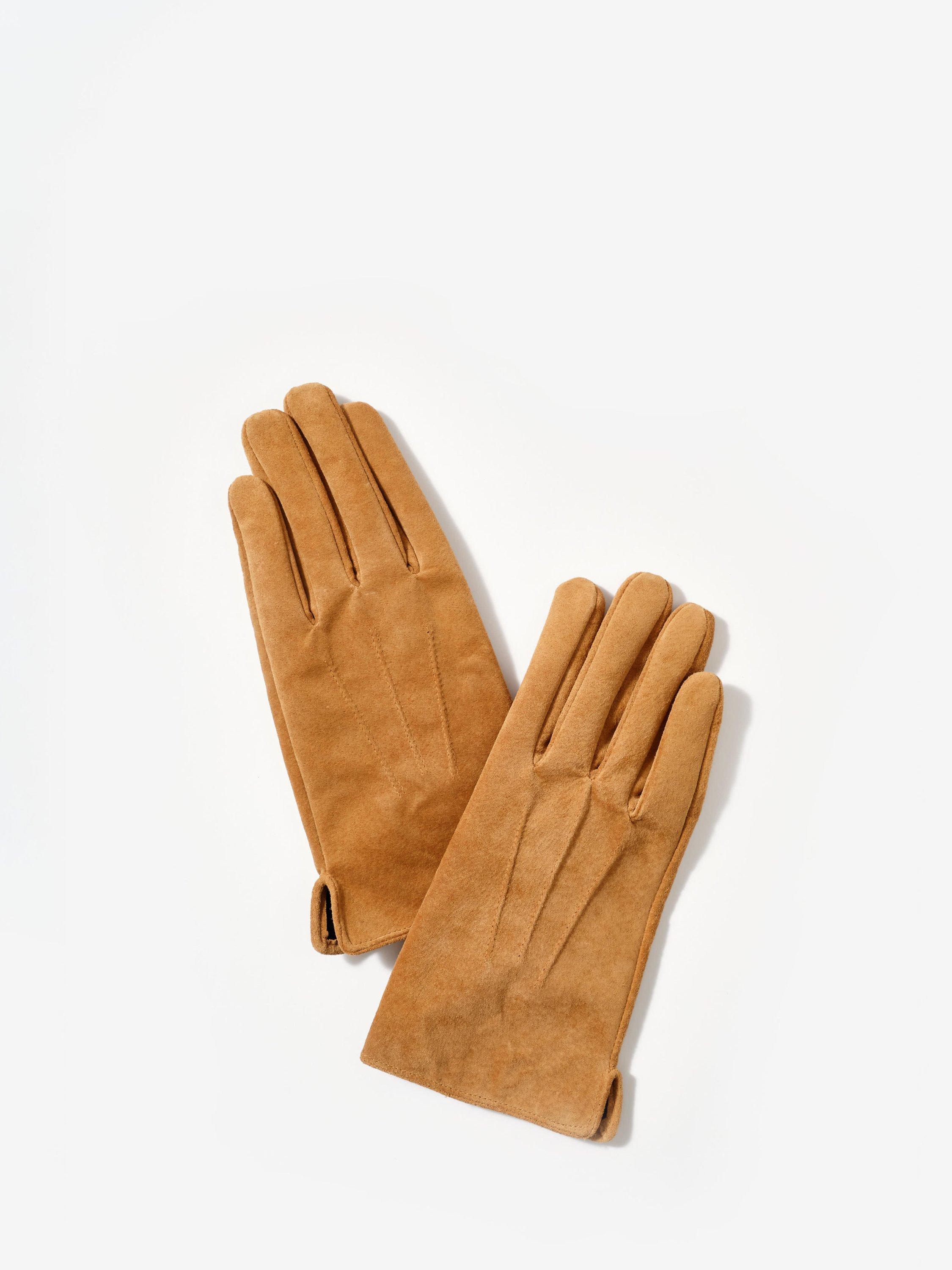 Product image 2 of 3, which shows Mint Velvet Classic Suede Gloves, Brown Tan, S-M